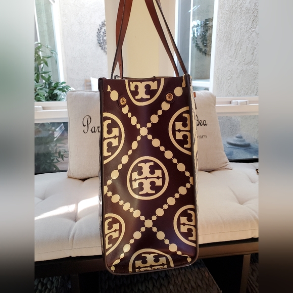 Tory Burch Monogram Leather Tote - Picture 2 of 15